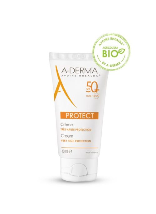 A-Derma Protect Crema protezione solare viso molto alta SPF50+ per pelli fragili secche 40ml
