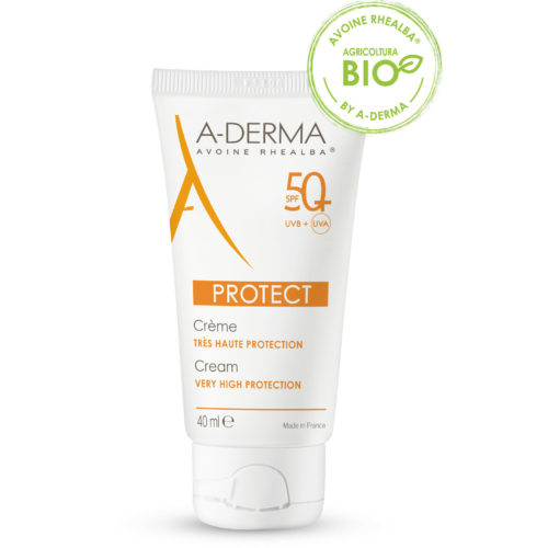 A-Derma Protect Crema protezione solare viso molto alta SPF50+ per pelli fragili secche 40ml