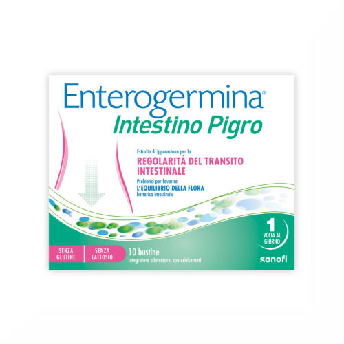 Enterogermina Intestino Pigro Fermenti Lattici, Probiotici, prebiotici (FOS), Integratore Regolarità Intestinale 10 bustine