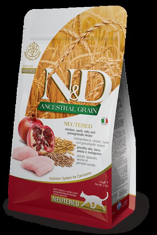 Farmina N&D Ancestral Grain Neutered Pollo E Melograno Gatti Adulti Sterilizzati Sacco 300g