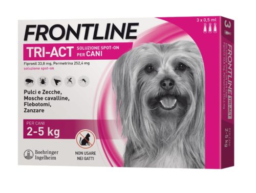 Frontline Tri-Act antiparassitario per Cani 2-5 Kg 3 fiale