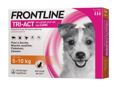 Frontline Tri-Act antiparassitario per Cani 5-10 Kg 3 fiale