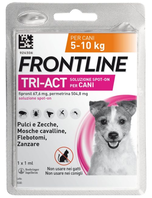 Frontline Tri-Act Spot On antiparassitario per cani 5/10kg 1 pipetta