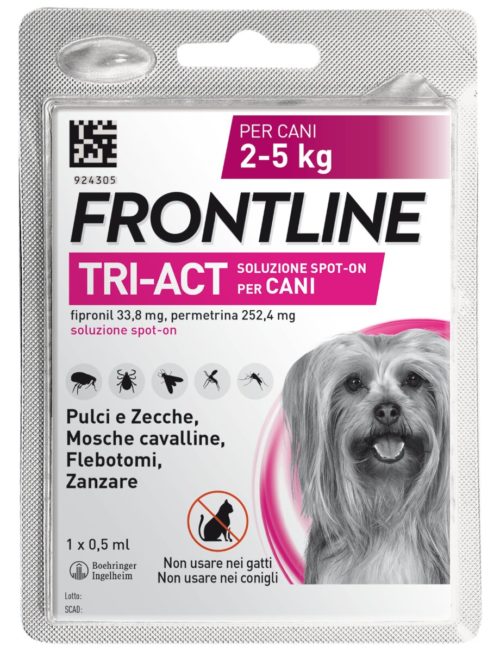 Frontline Tri-Act Spot-On soluzione per cani 2-5 kg 1 pipetta 0,5ml