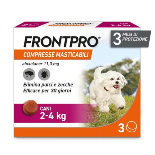 Frontpro Contro Pulci E Zecche 3 Compresse Masticabili Per Cani 2-4 Kg 11,3 Mg