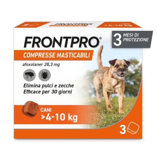 Frontpro Contro Pulci E Zecche 3 Compresse Masticabili Per Cani 4-10 Kg 28,3 Mg