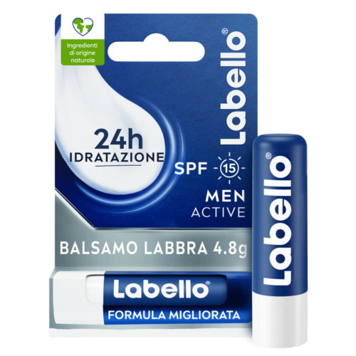 Labello Active for Men Burrocacao Labbra Idratante E Protettivo Con Spf15 Con Burro Di Karité 4,8g