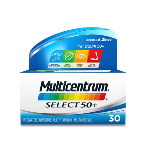 Multicentrum Adulti 50+ Integratore Alimentare Multivitaminico Vitamina B D E Magnesio Calcio 30Cpr