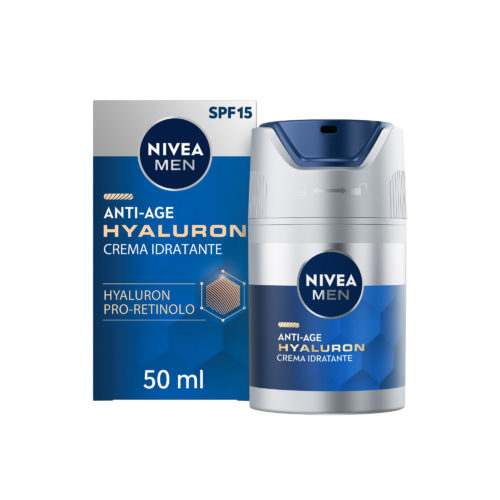 Nivea Men Anti-age Hyaluron Crema Viso Idratante Fp15 50ml Crema Viso Uomo Antirughe Pelli Mature