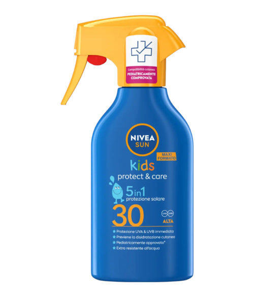 Nivea Sun Spray Solare Kids Protect & Care Fp30 Crema Solare Per Bambini Waterproof 270ml