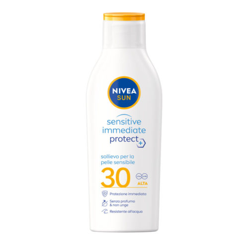 Nivea Sun Latte Solare Sensitive Immediate Protect Fp30 Crema Solare Per Pelli Sensibili 200ml