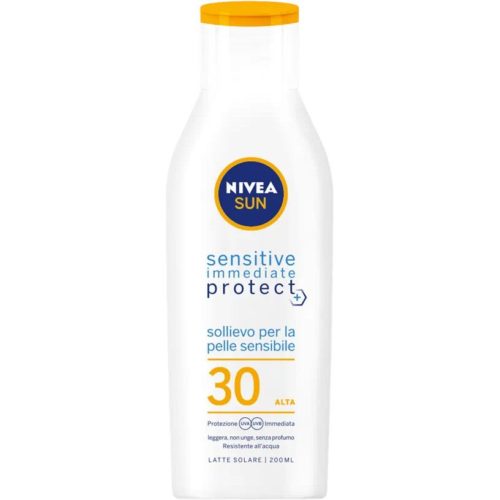 Nivea Sun Latte Solare Sensitive Immediate Protect Fp30 Crema Solare Per Pelli Sensibili 200ml