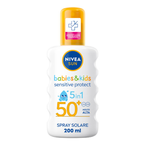 Nivea Sun Spray Solare Kids Sensitive Protect Fp50+ 200ml Crema Solare Per Bambini E Neonati