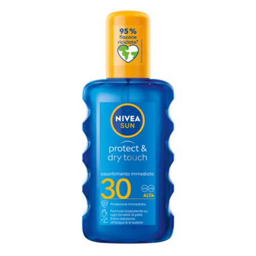 Nivea Sun Spray Solare Protect & Dry Touch Fp30 Crema Solare 100% Trasparente Per Sportivi 200ml