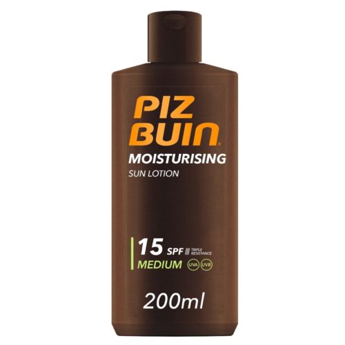 PIZ BUIN Lozione Solare Idratante Protezione Solare Media 15 SPF Filtro Solare UVA/UVB 200ml