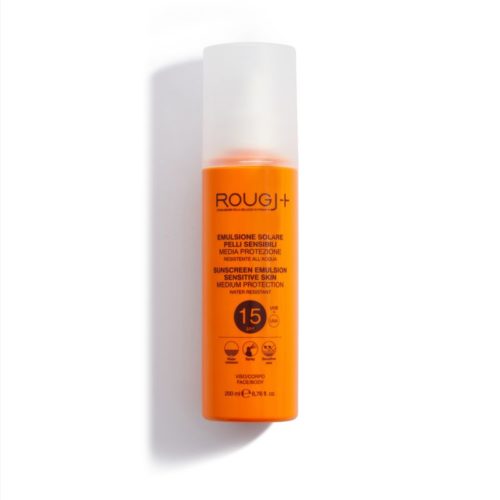 Rougj Emulsione Solare SPF15 Protezione media viso e corpo per pelli sensibili spray 200ml