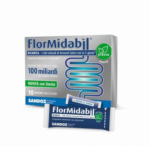 Sandoz Flormidabil Ricarica 1000 Fermenti Lattici con Stevia 10 bustine orosolubili