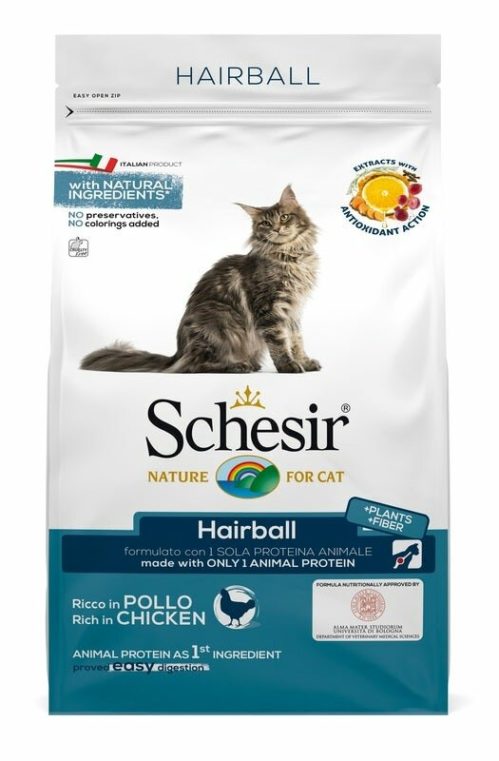 Schesir Hairball Croccantini Con Pollo Per Gatti Adulti Sacco 1,5kg